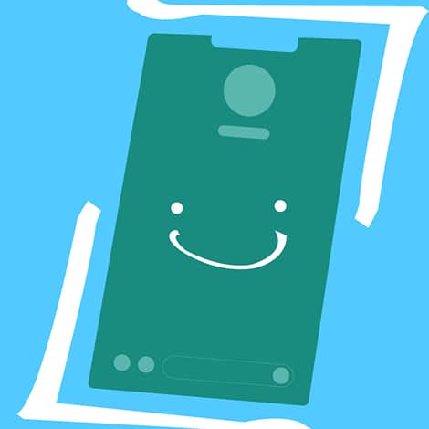 Happy character on phone